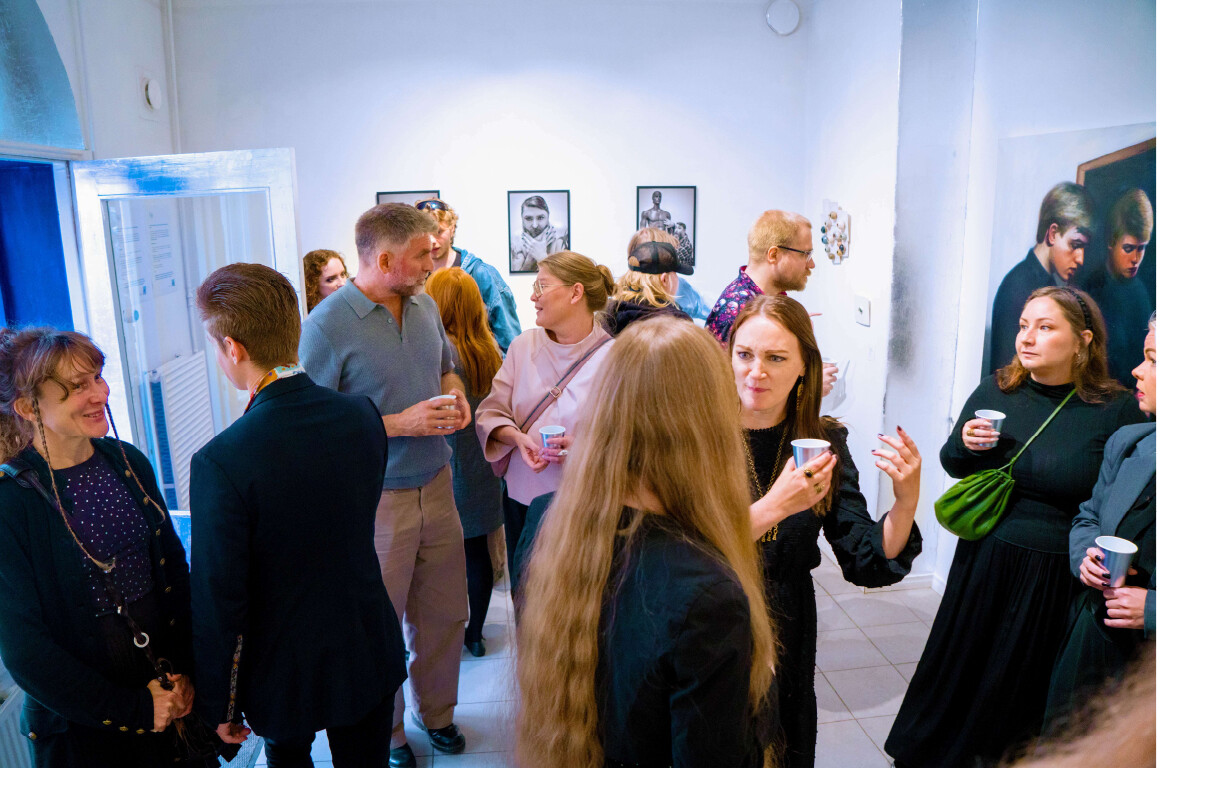Visitors at the Blue Verve Gallery exhibition